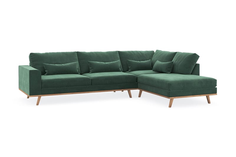 Copenhagen 4-sits Högervänd L-formad Schäslongsoffa i Sammet - Mörkgrön - Möbler - Soffa - Divansoffa & schäslongsoffa - 4 sits soffa med divan