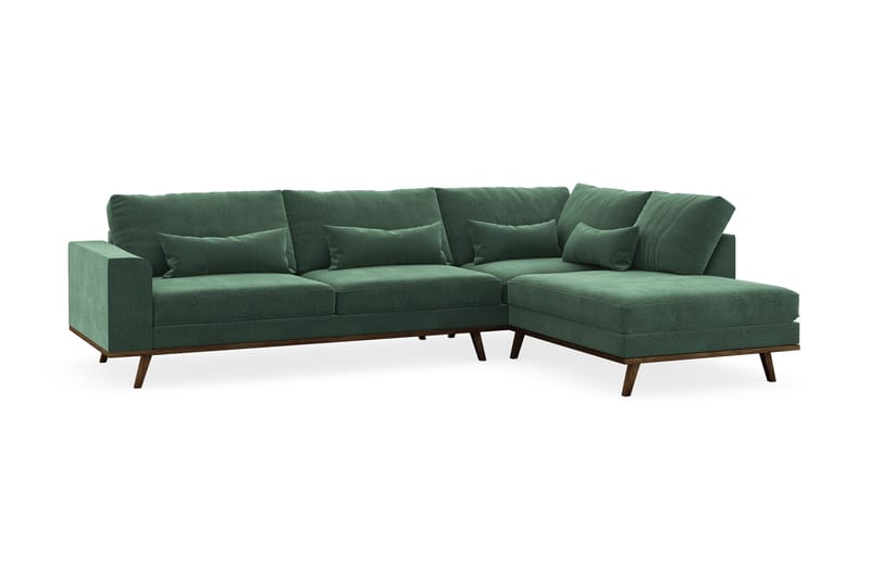 Copenhagen 4-sits Högervänd L-formad Schäslongsoffa i Sammet - Mörkgrön - Möbler - Soffa - Divansoffa & schäslongsoffa - 4 sits soffa med divan