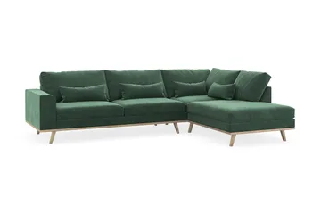 Copenhagen 4-sits Högervänd L-formad Schäslongsoffa i Sammet - Mörkgrön - Möbler - Soffa - Divansoffa & schäslongsoffa - 4 sits soffa med divan
