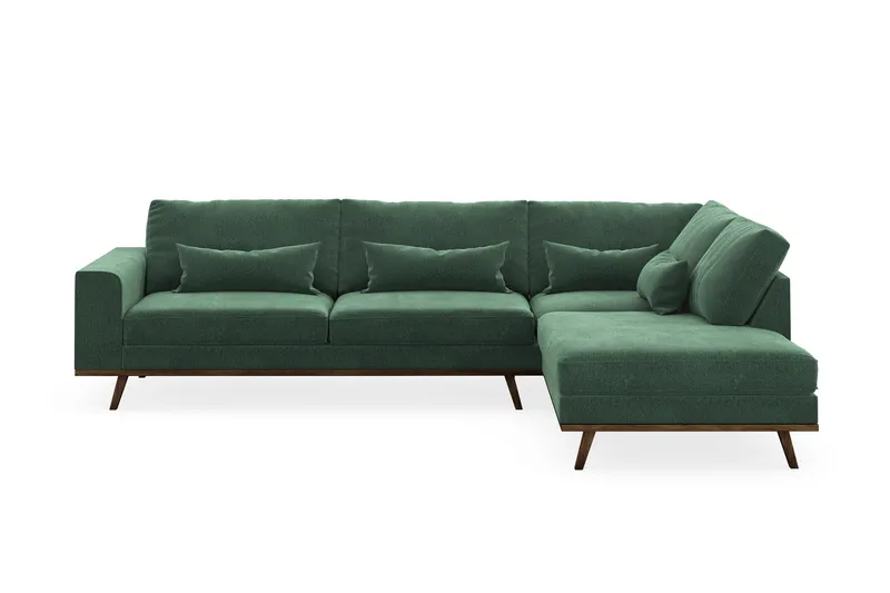 Copenhagen 4-sits Högervänd L-formad Schäslongsoffa i Sammet - Mörkgrön - Möbler - Soffa - Divansoffa & schäslongsoffa - 4 sits soffa med divan