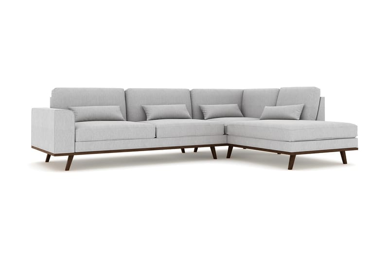 Copenhagen 4-sits Högervänd L-formad Schäslongsoffa i Tyg - Grå - Möbler - Soffa - Divansoffa & schäslongsoffa - 4 sits soffa med divan