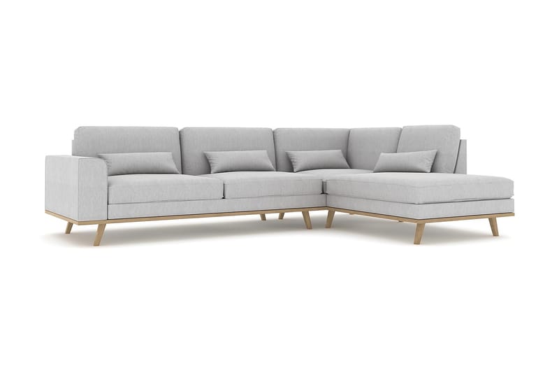Copenhagen 4-sits Högervänd L-formad Schäslongsoffa i Tyg - Grå - Möbler - Soffa - Divansoffa & schäslongsoffa - 4 sits soffa med divan