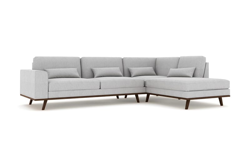 Copenhagen 4-sits Högervänd L-formad Schäslongsoffa i Tyg - Grå - Möbler - Soffa - Divansoffa & schäslongsoffa - 4 sits soffa med divan