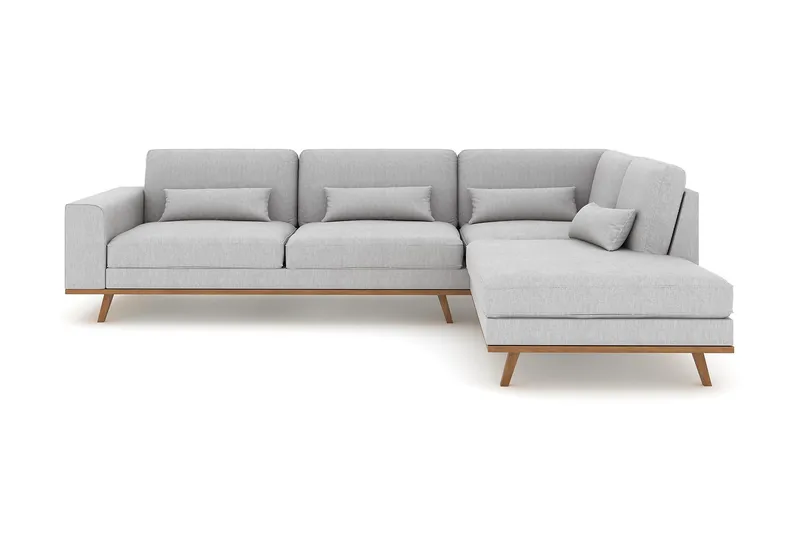 Copenhagen 4-sits Högervänd L-formad Schäslongsoffa i Tyg - Grå - Möbler - Soffa - Divansoffa & schäslongsoffa - 4 sits soffa med divan