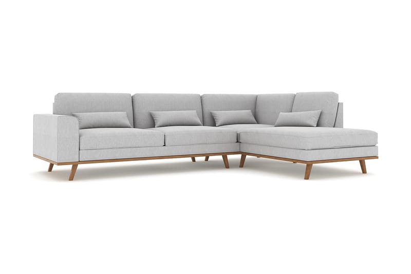 Copenhagen 4-sits Högervänd L-formad Schäslongsoffa i Tyg - Grå - Möbler - Soffa - Divansoffa & schäslongsoffa - 4 sits soffa med divan