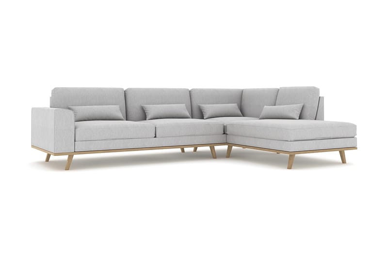Copenhagen 4-sits Högervänd L-formad Schäslongsoffa i Tyg - Grå - Möbler - Soffa - Divansoffa & schäslongsoffa - 4 sits soffa med divan