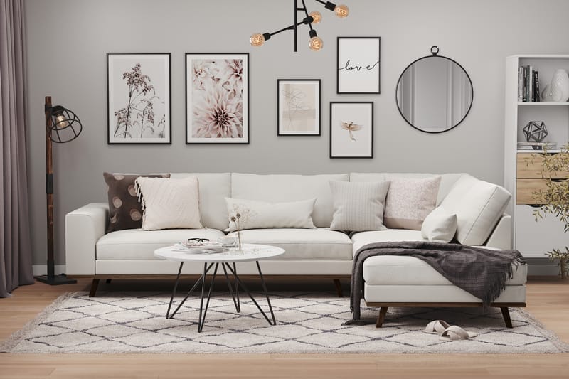 Copenhagen 4-sits Högervänd L-formad Schäslongsoffa i Tyg - Ljusgrå - Möbler - Soffa - Divansoffa & schäslongsoffa - 4 sits soffa med divan