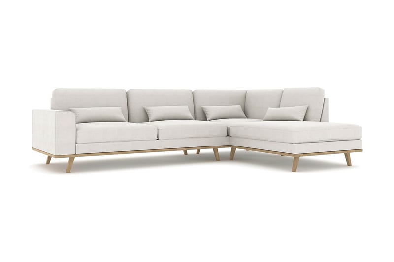 Copenhagen 4-sits Högervänd L-formad Schäslongsoffa i Tyg - Ljusgrå - Möbler - Soffa - Divansoffa & schäslongsoffa - 4 sits soffa med divan