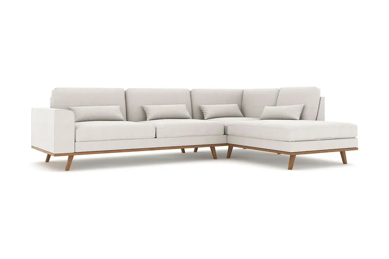 Copenhagen 4-sits Högervänd L-formad Schäslongsoffa i Tyg - Ljusgrå - Möbler - Soffa - Divansoffa & schäslongsoffa - 4 sits soffa med divan