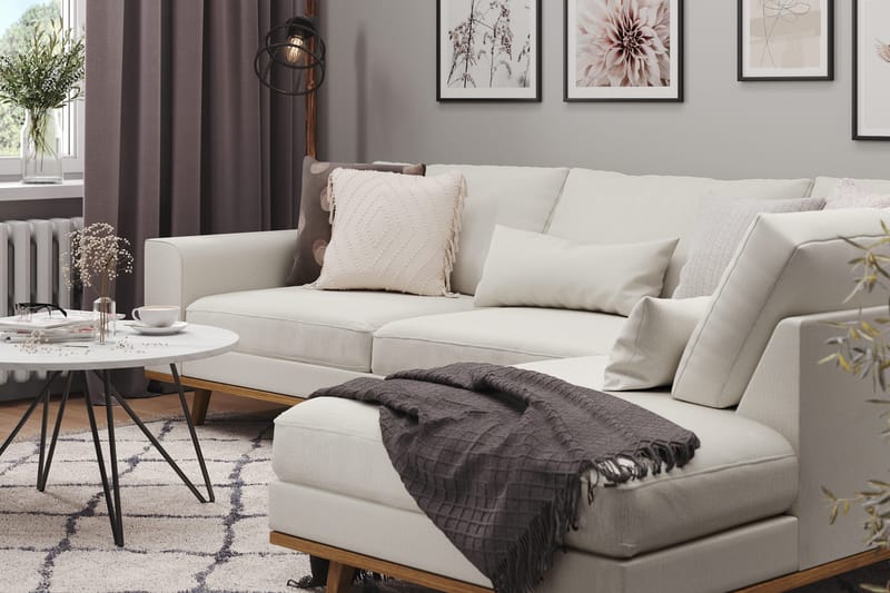 Copenhagen 4-sits Högervänd L-formad Schäslongsoffa i Tyg - Ljusgrå - Möbler - Soffa - Divansoffa & schäslongsoffa - 4 sits soffa med divan