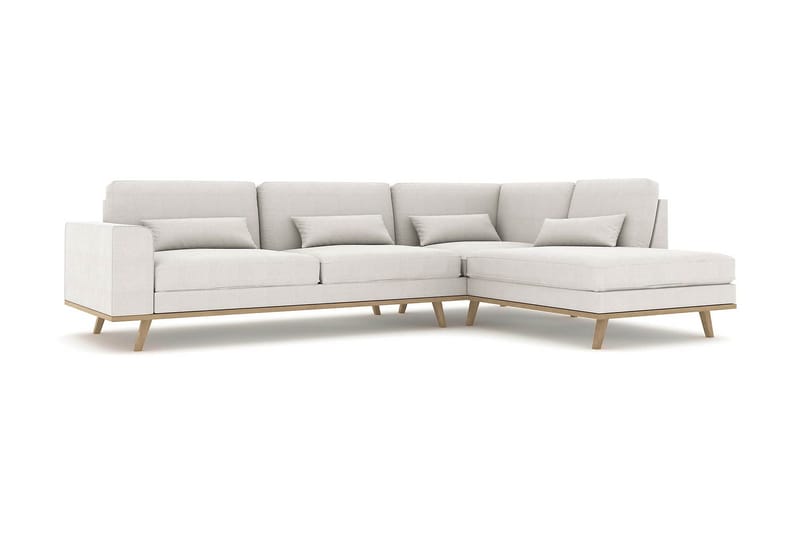 Copenhagen 4-sits Högervänd L-formad Schäslongsoffa i Tyg - Ljusgrå - Möbler - Soffa - Divansoffa & schäslongsoffa - 4 sits soffa med divan