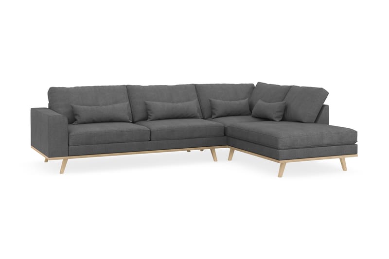 Copenhagen 4-sits Högervänd L-formad Schäslongsoffa i Tyg - Mörkgrå - Möbler - Soffa - Divansoffa & schäslongsoffa - 4 sits soffa med divan