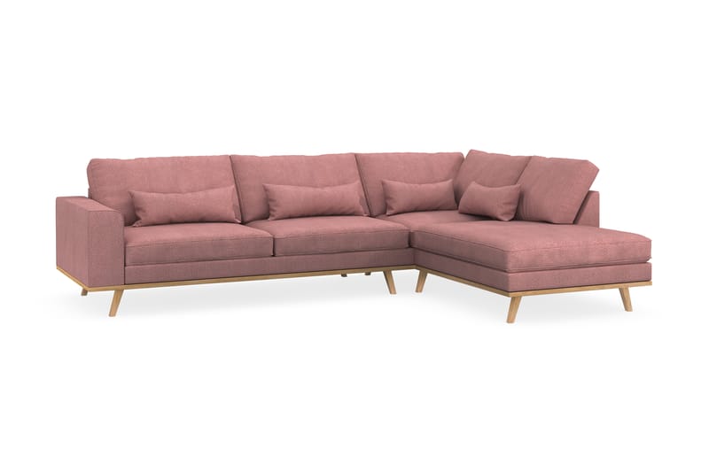 Copenhagen 4-sits Högervänd L-formad Schäslongsoffa i Tyg - Rosa - Möbler - Soffa - Divansoffa & schäslongsoffa - 4 sits soffa med divan