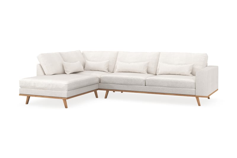 Copenhagen 4-sits Vänstervänd L-formad Schäslongsoffa i Bouclé - Vit - Möbler - Soffa - Divansoffa & schäslongsoffa - 4 sits soffa med divan