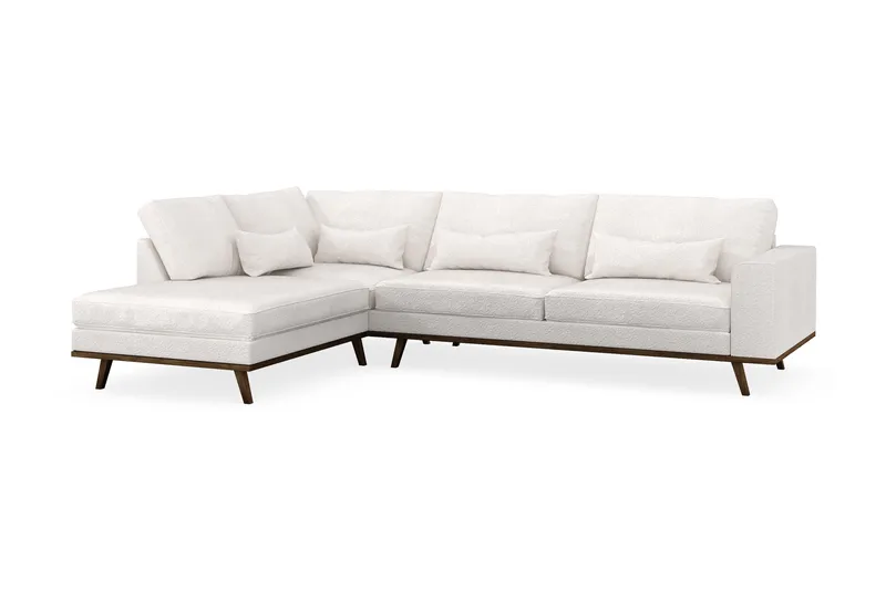 Copenhagen 4-sits Vänstervänd L-formad Schäslongsoffa i Bouclé - Vit - Möbler - Soffa - Divansoffa & schäslongsoffa - 4 sits soffa med divan