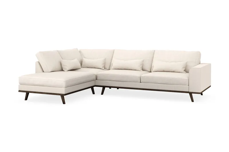 Copenhagen 4-sits Vänstervänd L-formad Schäslongsoffa i Manchester - Beige - Möbler - Soffa - Divansoffa & schäslongsoffa - 4 sits soffa med divan