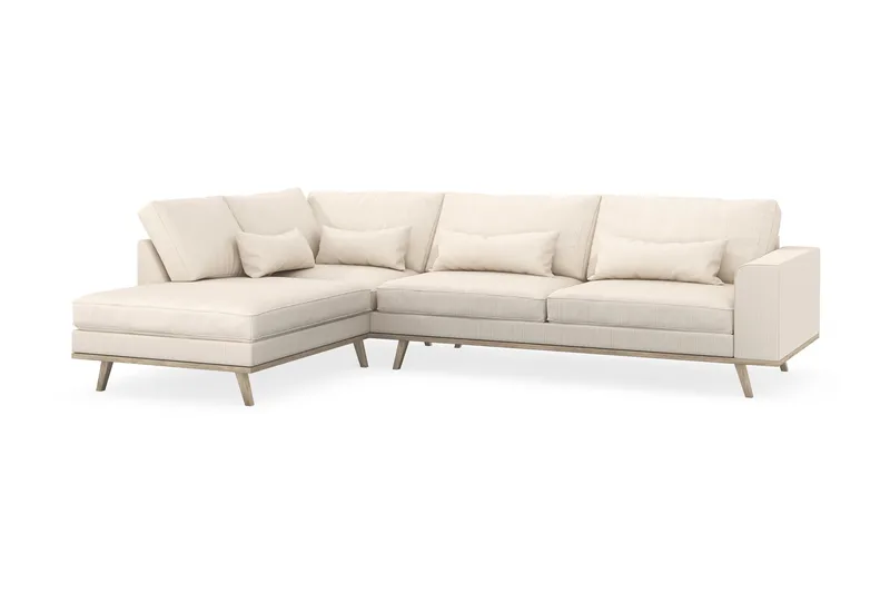 Copenhagen 4-sits Vänstervänd L-formad Schäslongsoffa i Manchester - Beige - Möbler - Soffa - Divansoffa & schäslongsoffa - 4 sits soffa med divan