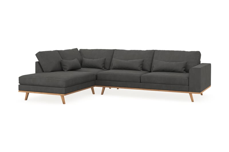 Copenhagen 4-sits Vänstervänd L-formad Schäslongsoffa i Manchester - Mörkgrå - Möbler - Soffa - Divansoffa & schäslongsoffa - 4 sits soffa med divan
