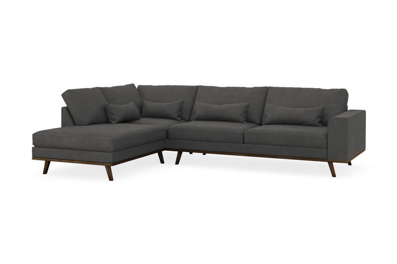 Copenhagen 4-sits Vänstervänd L-formad Schäslongsoffa i Manchester - Mörkgrå - Möbler - Soffa - Divansoffa & schäslongsoffa - 4 sits soffa med divan