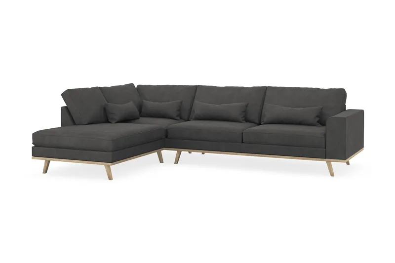 Copenhagen 4-sits Vänstervänd L-formad Schäslongsoffa i Manchester - Mörkgrå - Möbler - Soffa - Divansoffa & schäslongsoffa - 4 sits soffa med divan