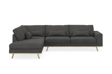 Copenhagen 4-sits Vänstervänd L-formad Schäslongsoffa i Manchester - Mörkgrå - Möbler - Soffa - Divansoffa & schäslongsoffa - 4 sits soffa med divan