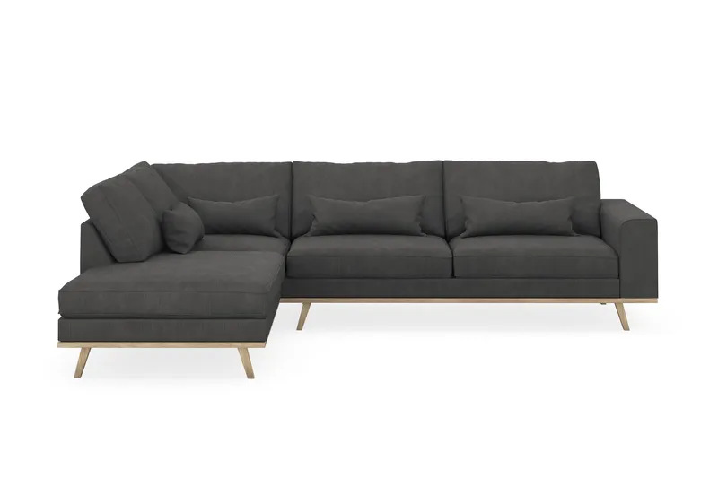 Copenhagen 4-sits Vänstervänd L-formad Schäslongsoffa i Manchester - Mörkgrå - Möbler - Soffa - Divansoffa & schäslongsoffa - 4 sits soffa med divan