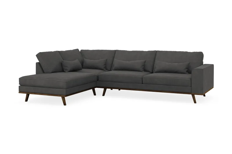 Copenhagen 4-sits Vänstervänd L-formad Schäslongsoffa i Manchester - Mörkgrå - Möbler - Soffa - Divansoffa & schäslongsoffa - 4 sits soffa med divan