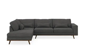Copenhagen 4-sits Vänstervänd L-formad Schäslongsoffa i Manchester - Mörkgrå - Möbler - Soffa - Divansoffa & schäslongsoffa - 4 sits soffa med divan