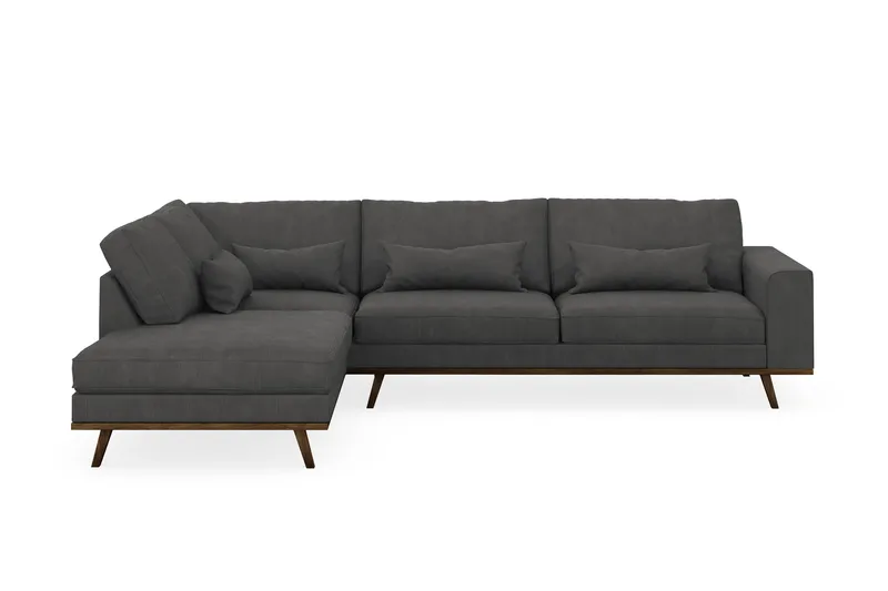 Copenhagen 4-sits Vänstervänd L-formad Schäslongsoffa i Manchester - Mörkgrå - Möbler - Soffa - Divansoffa & schäslongsoffa - 4 sits soffa med divan