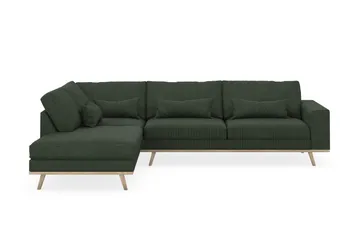 Copenhagen 4-sits Vänstervänd L-formad Schäslongsoffa i Manchester - Mörkgrön - Möbler - Soffa - Divansoffa & schäslongsoffa - 4 sits soffa med divan