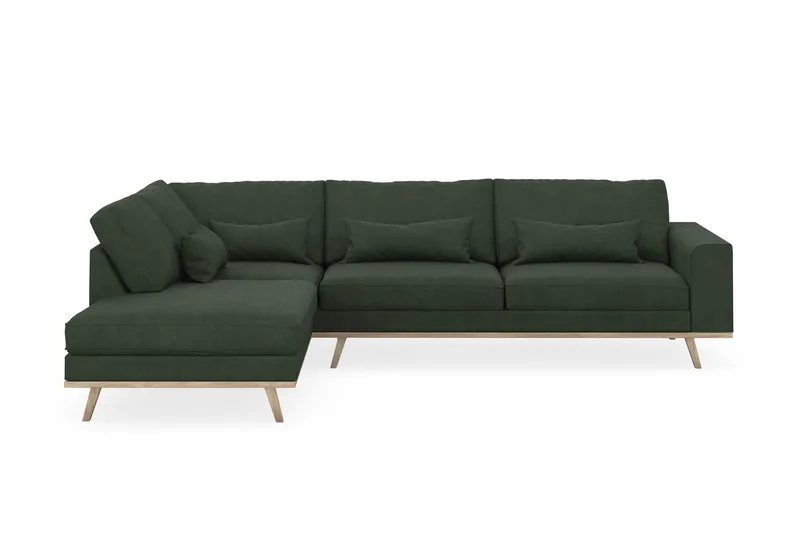 Copenhagen 4-sits Vänstervänd L-formad Schäslongsoffa i Manchester - Mörkgrön - Möbler - Soffa - Divansoffa & schäslongsoffa - 4 sits soffa med divan