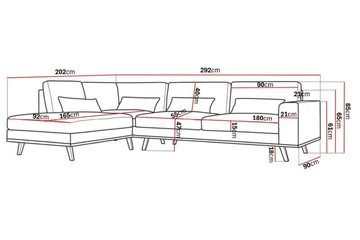 Copenhagen 4-sits Vänstervänd L-formad Schäslongsoffa i Manchester - Mörkgrön - Möbler - Soffa - Divansoffa & schäslongsoffa - 4 sits soffa med divan