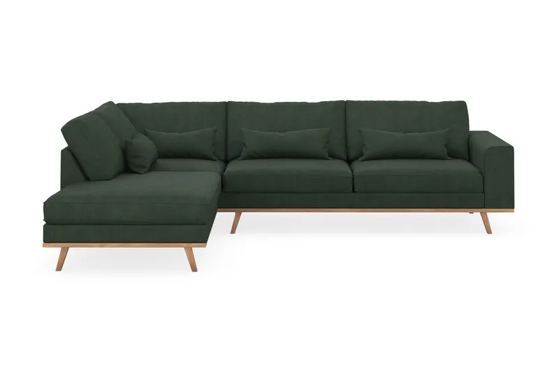 Copenhagen 4-sits Vänstervänd L-formad Schäslongsoffa i Manchester - Mörkgrön - Möbler - Soffa - Divansoffa & schäslongsoffa - 4 sits soffa med divan