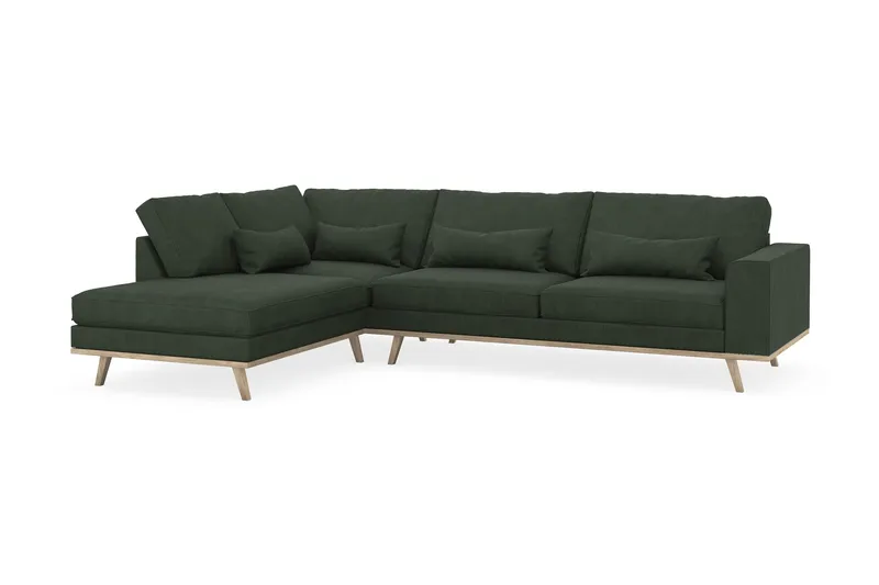 Copenhagen 4-sits Vänstervänd L-formad Schäslongsoffa i Manchester - Mörkgrön - Möbler - Soffa - Divansoffa & schäslongsoffa - 4 sits soffa med divan