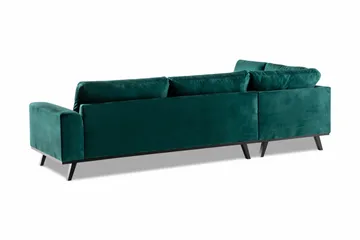 Copenhagen 4-sits Vänstervänd L-formad Schäslongsoffa i Sammet - Grön - Möbler - Soffa - Divansoffa & schäslongsoffa - 4 sits soffa med divan