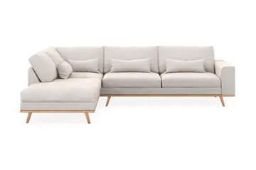 Copenhagen 4-sits Vänstervänd L-formad Schäslongsoffa i Sammet - Krämvit - Möbler - Soffa - Divansoffa & schäslongsoffa - 4 sits soffa med divan