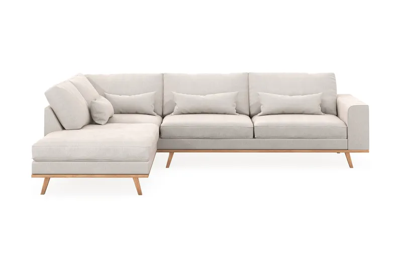 Copenhagen 4-sits Vänstervänd L-formad Schäslongsoffa i Sammet - Krämvit - Möbler - Soffa - Divansoffa & schäslongsoffa - 4 sits soffa med divan