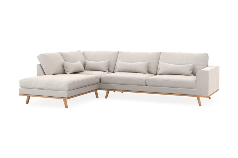 Copenhagen 4-sits Vänstervänd L-formad Schäslongsoffa i Sammet - Krämvit - Möbler - Soffa - Divansoffa & schäslongsoffa - 4 sits soffa med divan