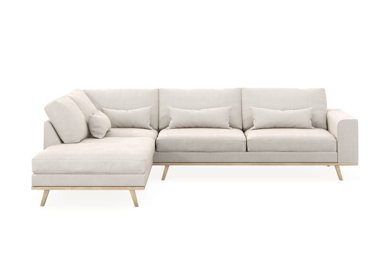 Copenhagen 4-sits Vänstervänd L-formad Schäslongsoffa i Sammet - Krämvit - Möbler - Soffa - Divansoffa & schäslongsoffa - 4 sits soffa med divan