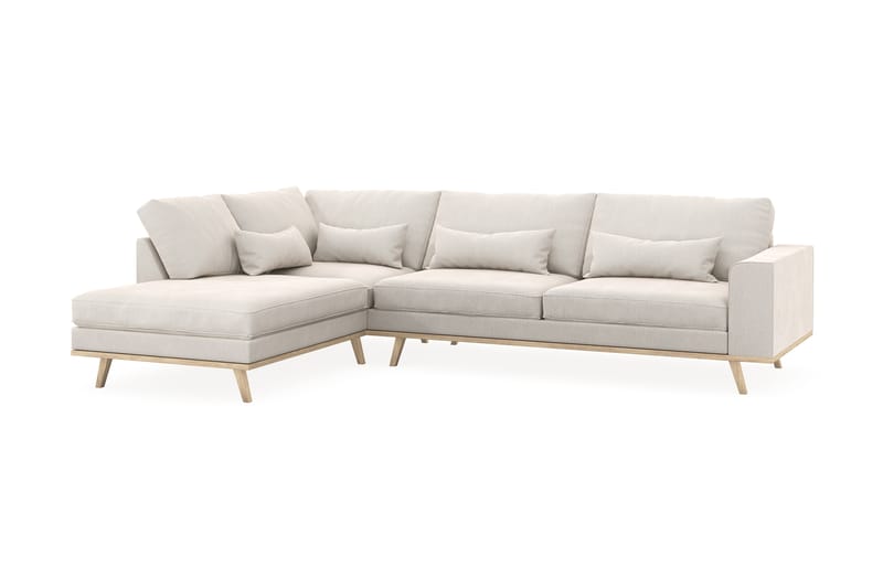 Copenhagen 4-sits Vänstervänd L-formad Schäslongsoffa i Sammet - Krämvit - Möbler - Soffa - Divansoffa & schäslongsoffa - 4 sits soffa med divan