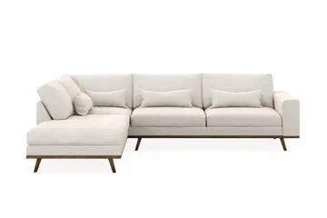 Copenhagen 4-sits Vänstervänd L-formad Schäslongsoffa i Sammet - Krämvit - Möbler - Soffa - Divansoffa & schäslongsoffa - 4 sits soffa med divan