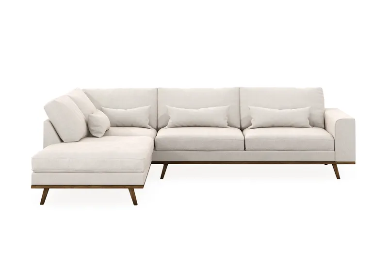 Copenhagen 4-sits Vänstervänd L-formad Schäslongsoffa i Sammet - Krämvit - Möbler - Soffa - Divansoffa & schäslongsoffa - 4 sits soffa med divan