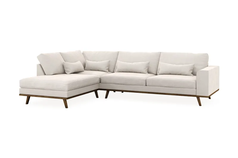 Copenhagen 4-sits Vänstervänd L-formad Schäslongsoffa i Sammet - Krämvit - Möbler - Soffa - Divansoffa & schäslongsoffa - 4 sits soffa med divan