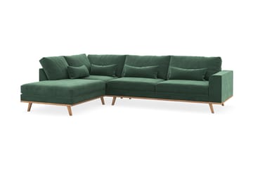 Copenhagen 4-sits Vänstervänd L-formad Schäslongsoffa i Sammet - Mörkgrön - Möbler - Soffa - Divansoffa & schäslongsoffa - 4 sits soffa med divan