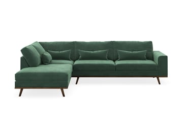 Copenhagen 4-sits Vänstervänd L-formad Schäslongsoffa i Sammet - Mörkgrön - Möbler - Soffa - Divansoffa & schäslongsoffa - 4 sits soffa med divan