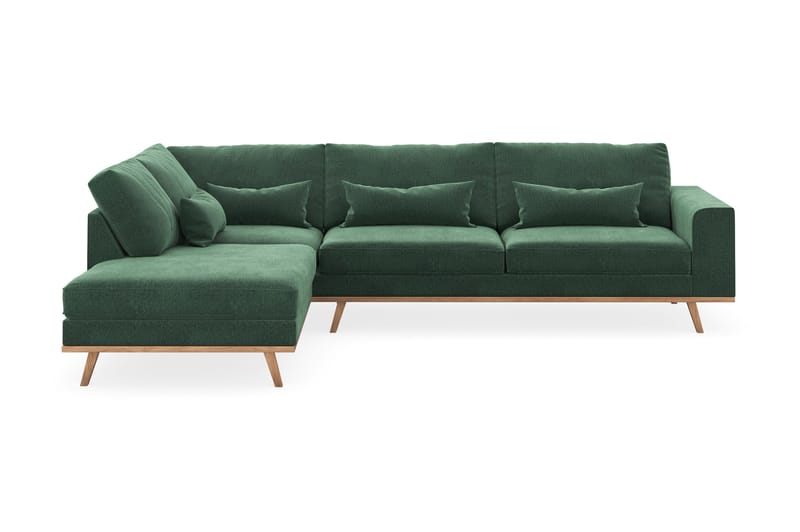 Copenhagen 4-sits Vänstervänd L-formad Schäslongsoffa i Sammet - Mörkgrön - Möbler - Soffa - Divansoffa & schäslongsoffa - 4 sits soffa med divan