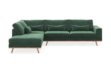 Copenhagen 4-sits Vänstervänd L-formad Schäslongsoffa i Sammet - Mörkgrön - Möbler - Soffa - Divansoffa & schäslongsoffa - 4 sits soffa med divan