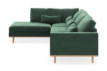 Copenhagen 4-sits Vänstervänd L-formad Schäslongsoffa i Sammet - Mörkgrön - Möbler - Soffa - Divansoffa & schäslongsoffa - 4 sits soffa med divan