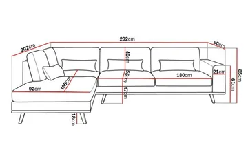 Copenhagen 4-sits Vänstervänd L-formad Schäslongsoffa i Tyg - Grå - Möbler - Soffa - Divansoffa & schäslongsoffa - 4 sits soffa med divan