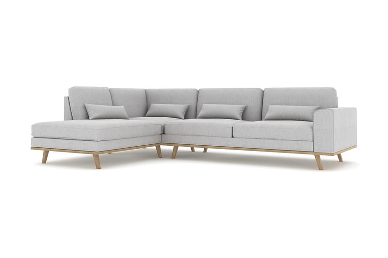 Copenhagen 4-sits Vänstervänd L-formad Schäslongsoffa i Tyg - Grå - Möbler - Soffa - Divansoffa & schäslongsoffa - 4 sits soffa med divan